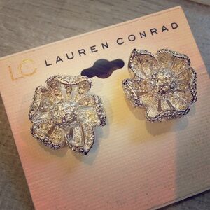 LC Lauren Conrad Silver Floral Earrings